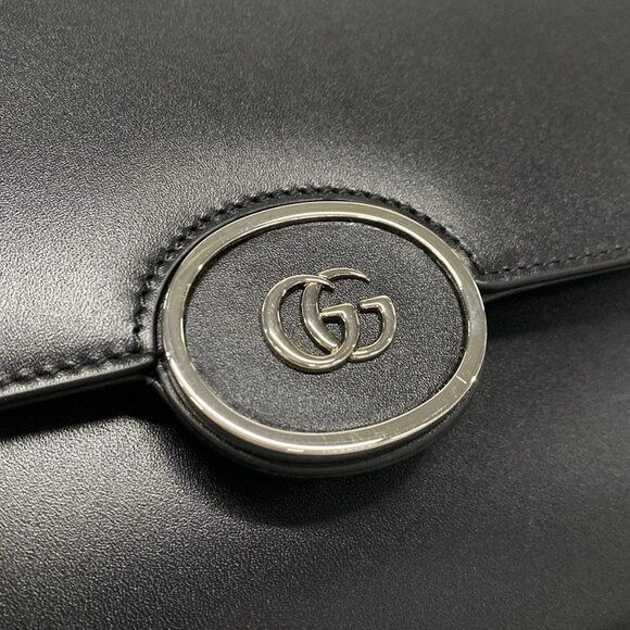 Auth GUCCI Petit GG 739721 Black Leather Handbag - Picture 12 of 16